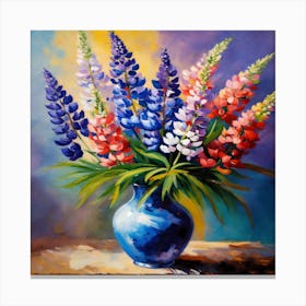 Flowers In A Blue Vase Canvas Print