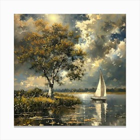 Sailboat On The Lake Canvas Print