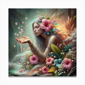 Fairy With Bubbles Canvas Print