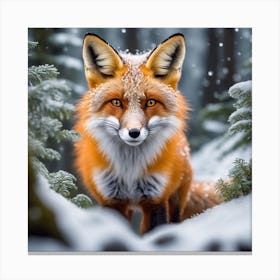 Red Fox In The Snow 5 Canvas Print