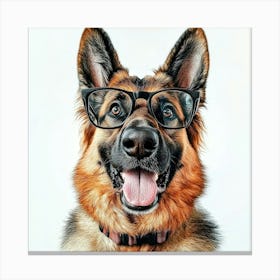 German Shepherd With Glasses Canvas Print