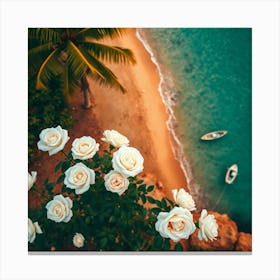 White Roses On The Beach3 Canvas Print