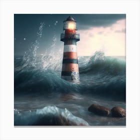 Lighthouse In The Ocean Canvas Print