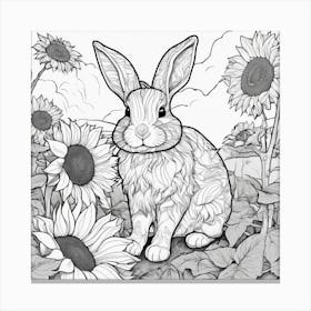 Rabbit In Sunflowers Canvas Print