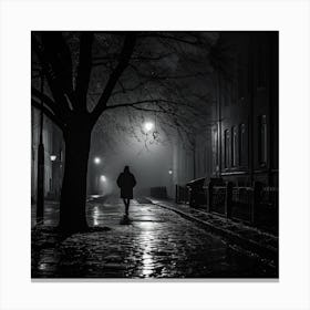 Man Walks Down A Dark Street Canvas Print