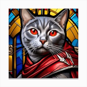 Cat, Pop Art 3D stained glass cat superhero limited edition 31/60 Canvas Print