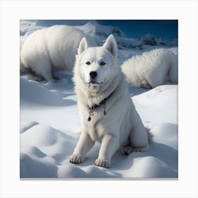 Huskies In The Snow Canvas Print