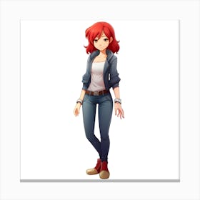 Anime Girl With Red Hair 1 Canvas Print