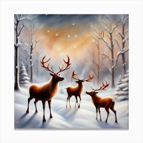 Winter Deer Scene Canvas Print