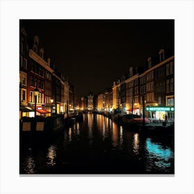 Amsterdam Canal At Night Canvas Print