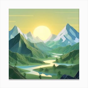 Firefly An Illustration Of A Beautiful Majestic Cinematic Tranquil Mountain Landscape In Neutral Col (45) Canvas Print