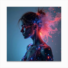 Wearable Tech With Glowing Displays, Watercolor Splash Of Tech Colors Canvas Print