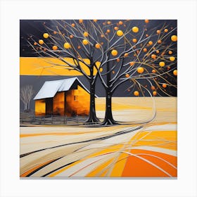 Farm and a yellow orange tree Canvas Print