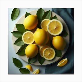 Lemons On A Plate Canvas Print