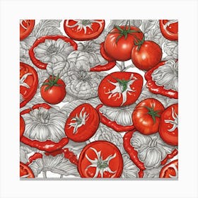 Red Tomatoes Seamless Pattern 1 Canvas Print