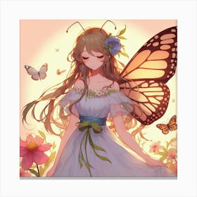 Anime Girl With Butterfly Wings Canvas Print