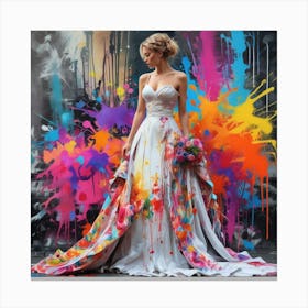 Bride With Paint Splatters Canvas Print