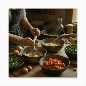 Woman Preparing Food In The Kitchen 1 Canvas Print