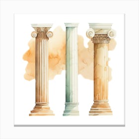 Watercolor Greek Columns Canvas Print