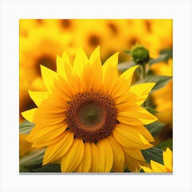Sunflowers In The Field Photo Canvas Print
