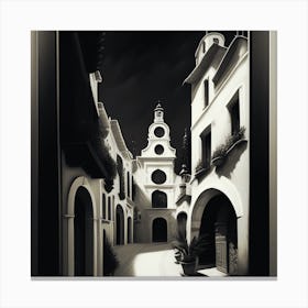 Black And White Street Scene Sorrento Canvas Print