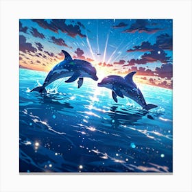 Dolphins In The Ocean Canvas Print