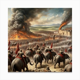 Battle Of The Elephants Canvas Print