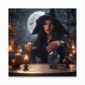 Witch In A Witch Hat Canvas Print
