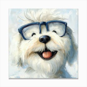 Funny Dog With Glasses Canvas Print