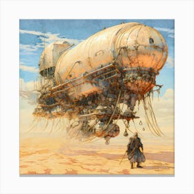 Spaceship in the desert. Sandpunk Canvas Print