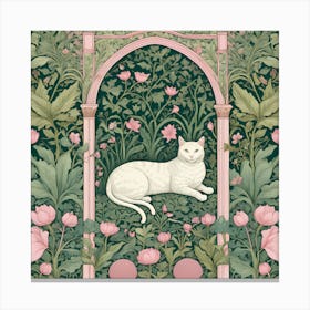 Cat In The Garden william morris inspired art Canvas Print