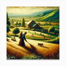 Farmer In The Field Canvas Print