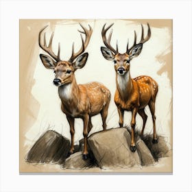 Stag And Doe Canvas Print