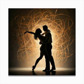 Silhouette Of Couple Dancing 2 Canvas Print