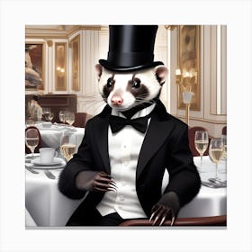 Ferret In A Top Hat Canvas Print