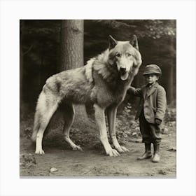 Wolf And Boy Canvas Print