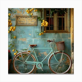 Bicycle Leaning on a Rustic Wall Canvas Print