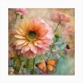 Shabby Chic Dreamy Mist Pastel Junk Journals Flowe (1) Canvas Print