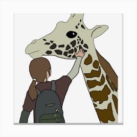 Ellie And Giraffe Canvas Print