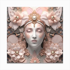 Woman With Flowers On Her Head Canvas Print