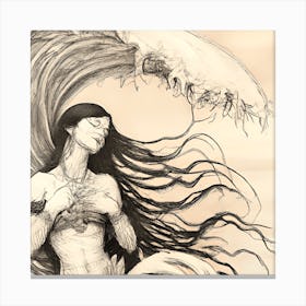 Breaking Waves Mermaid Canvas Print