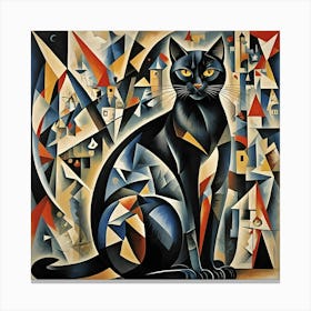 Black Cat Cubism Canvas Print