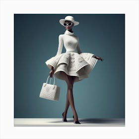 Fashion Model In White Dress 2 Canvas Print