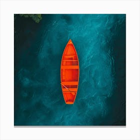 Orange Boat In Blue Water Canvas Print