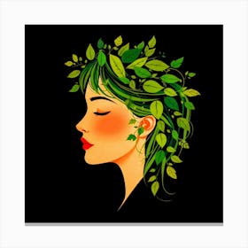 Portrait Of A Woman With Green Hair Canvas Print