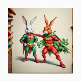 Superman And Super Bunny Canvas Print