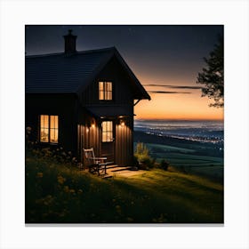 Tranquil Farmhouse Overlooking the City Canvas Print