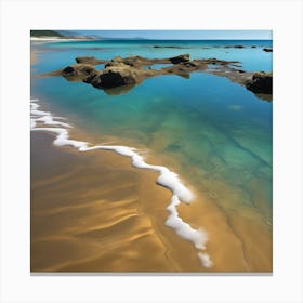 Translucent Blue Sea, White Surf on the Beach Canvas Print