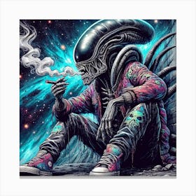 Alien Smoking Canvas Print