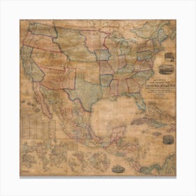 Map Of The United States Stampe su tela